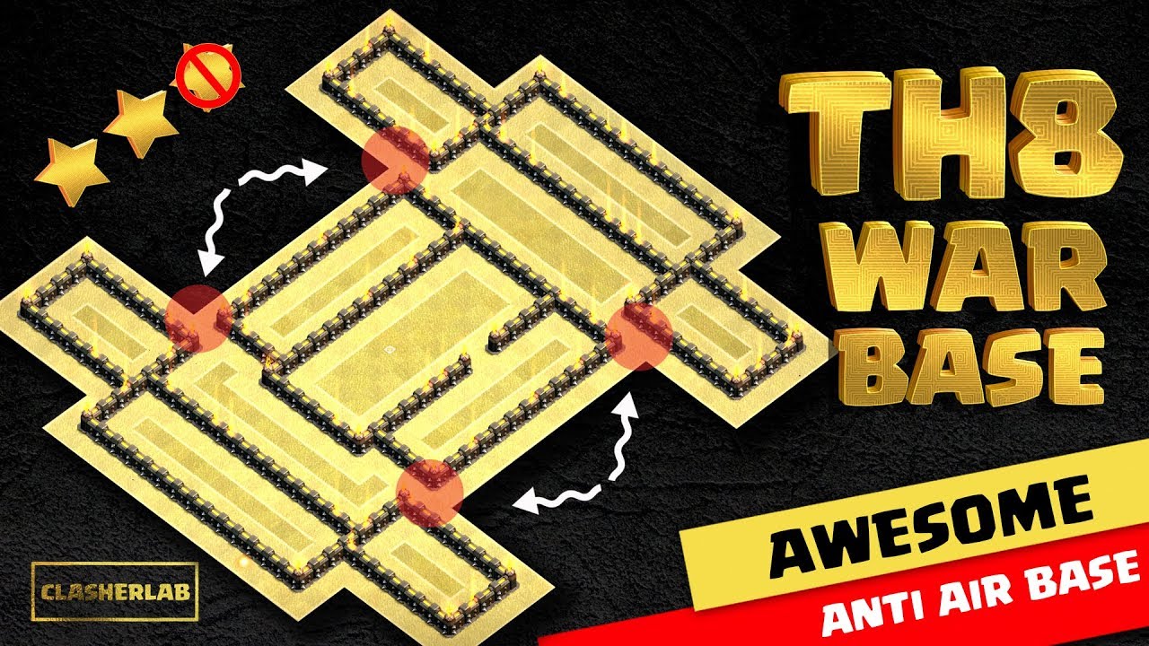 TH8 Anti Dragon War Base 2018 | Awesome Anti Air Base | Clashofclans