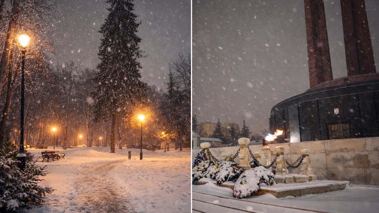 HEAVY SNOW in Carol Park, Bucharest ❄️ Relaxing Winter Walk in a Fairytale Park 4K