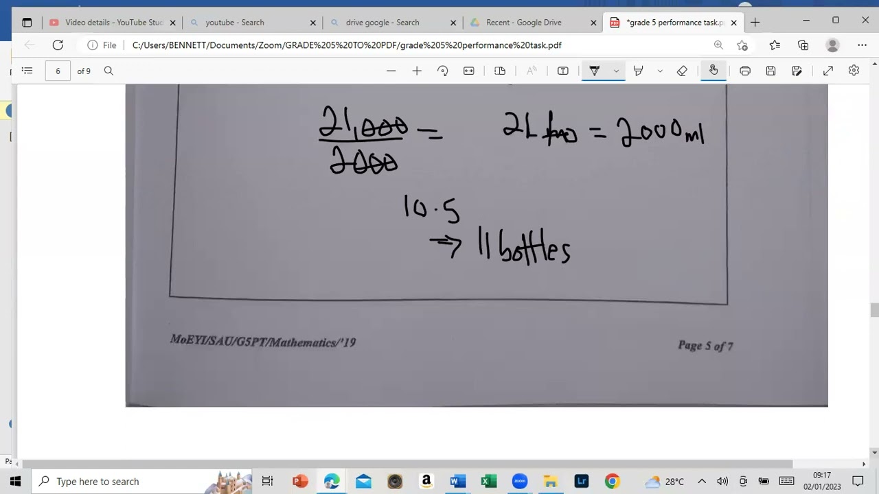 GRADE 5 PEP PERFORMANCE TASK 2023