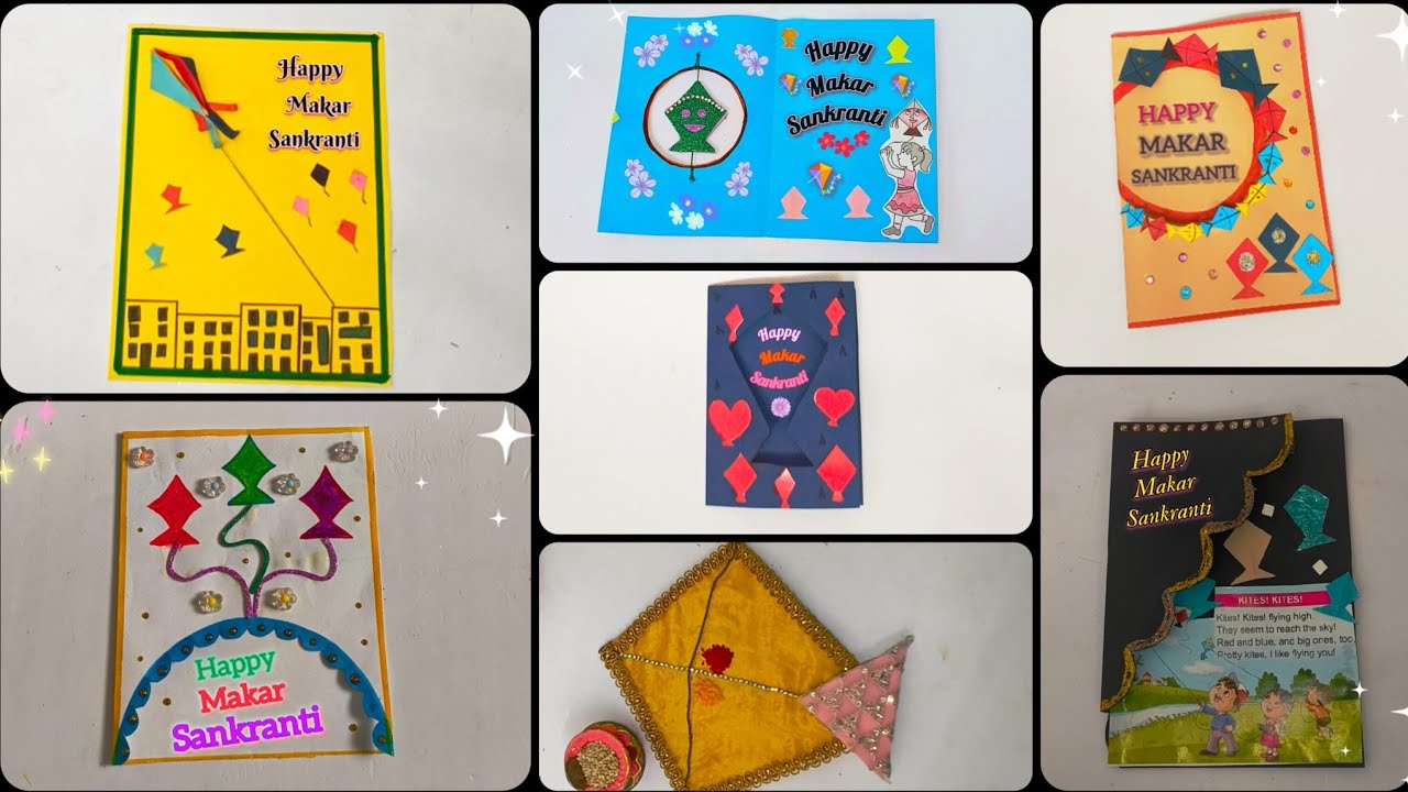 Diy Makar Sankranti greetings card ideas l papercrafts l kite festival l happy makarSankranti craft🪁