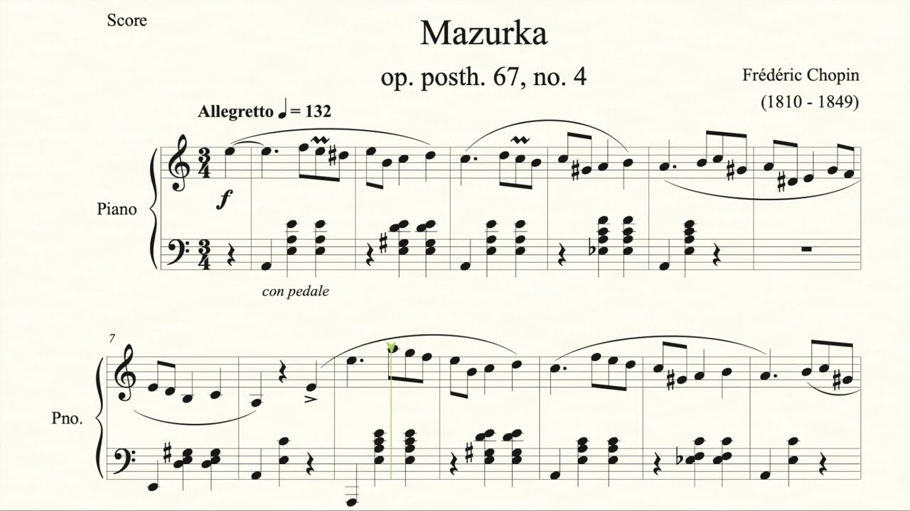 Mazurka (op. posth. 67, no. 4) - Frédéric Chopin - Piano Repertoire 9