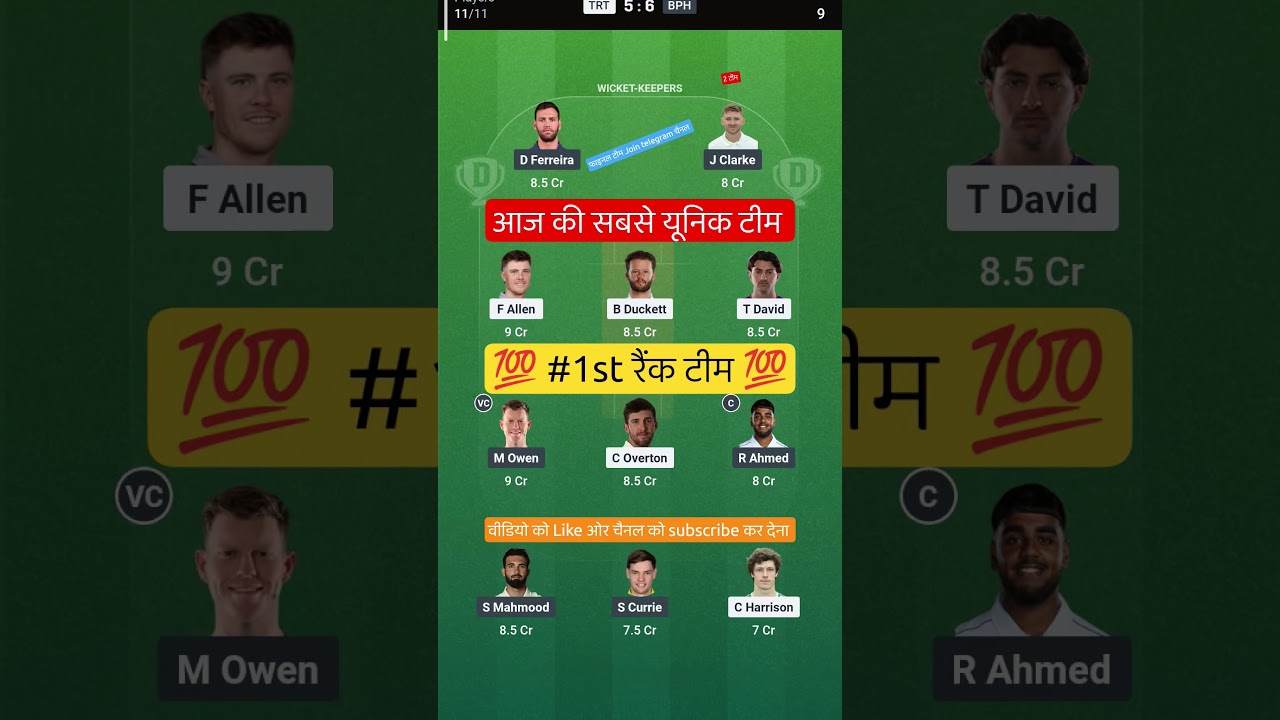 TRT VS BPH 100 ball match Dream11 Prediction | TRT VS BPH Dream11 Team Of Today Match | TRT VS BPH
