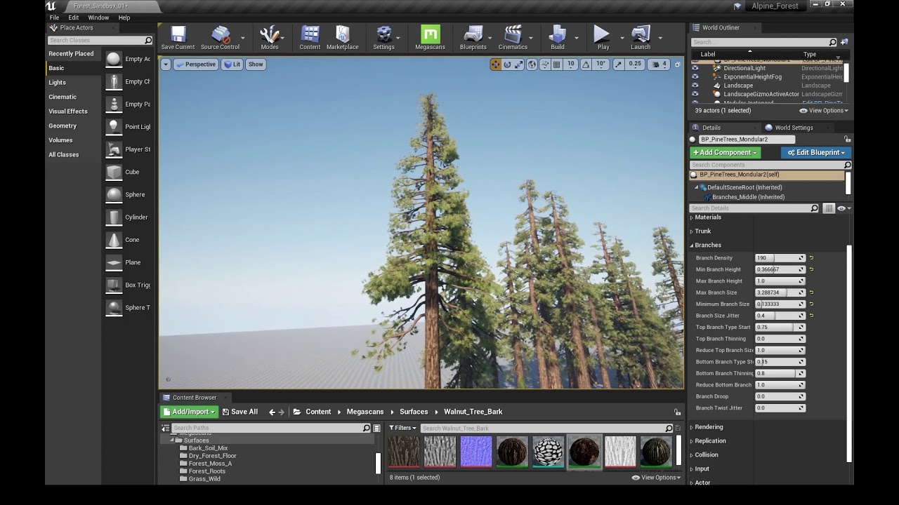 UE4 - Blueprints - Modular Pine Trees