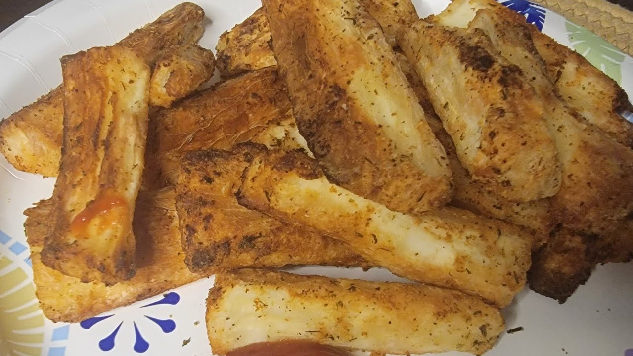 Air fried yuca fries||Yuca fritas en el air fryer👌