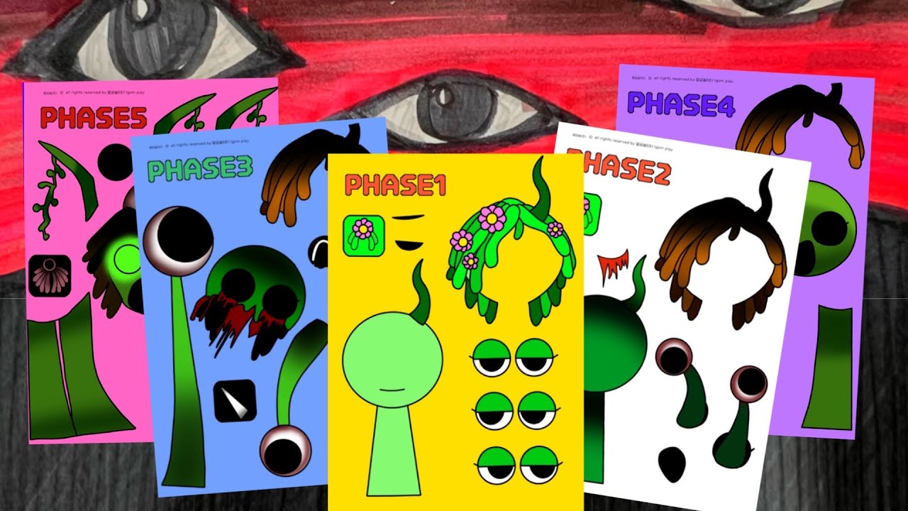 🌈diy sticker🌈비네리아 Phase 1 VS Phase 2 VS Phase 3 VS Phase 4 VS Phase 5 in Sprunki Vineria 