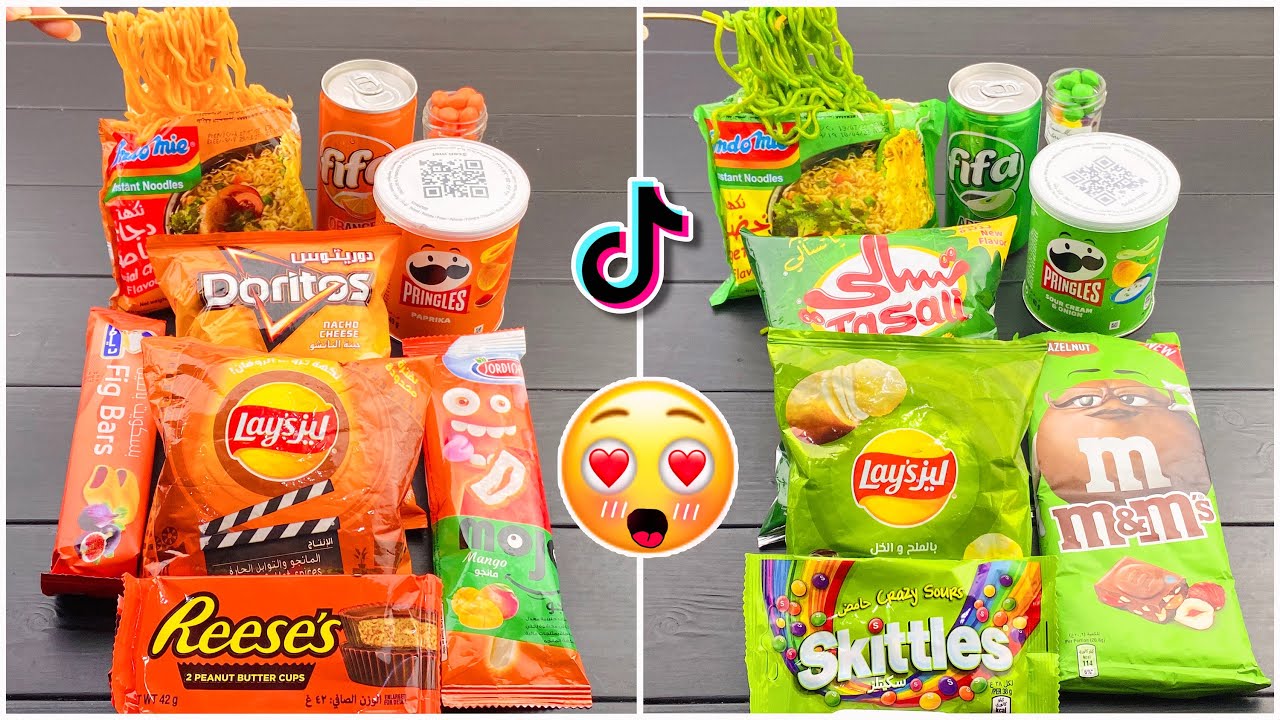 سويت أحلى ترند بالتيك توك ( ترند الالوان )💚🧡!! حولتهم لطبخات فخمة 😋!