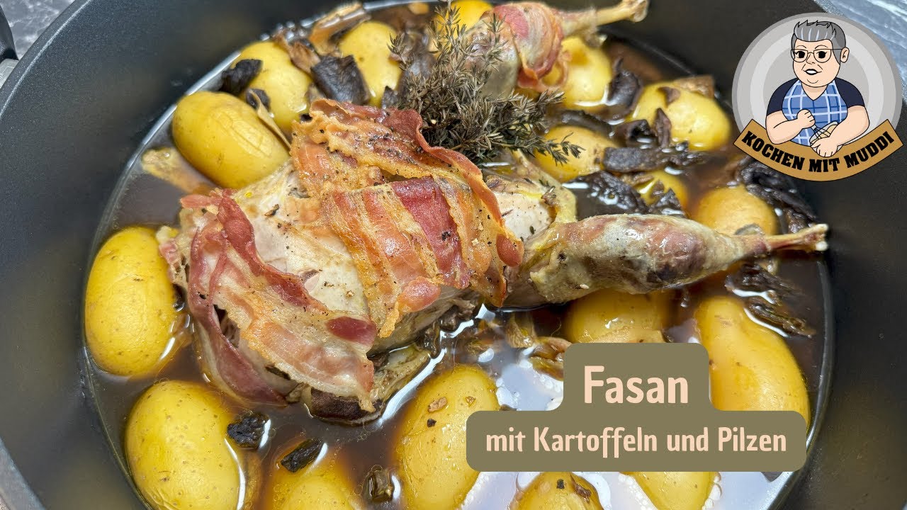 Fasan mit Kartoffeln und Pilzen