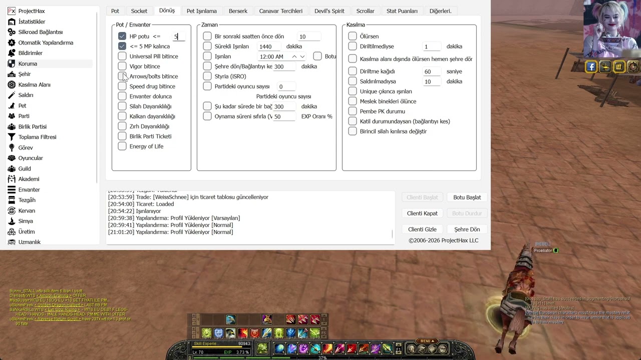 phBot Ayarları 2026 (Tüm Yönleriyle, Baştan Sona Kapsamlı) - Silkroad Online