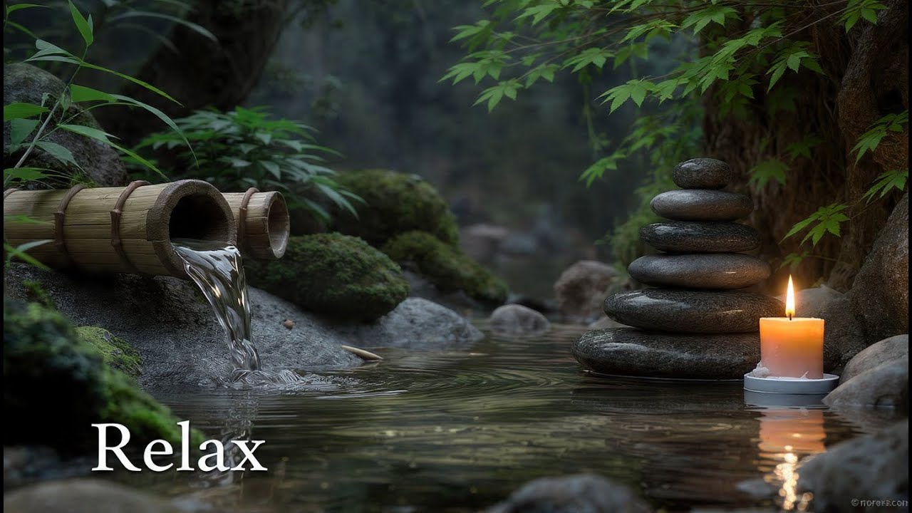 Deep Sleep Music with Relaxing Bamboo Water Fountain Ambience | Live 24/7