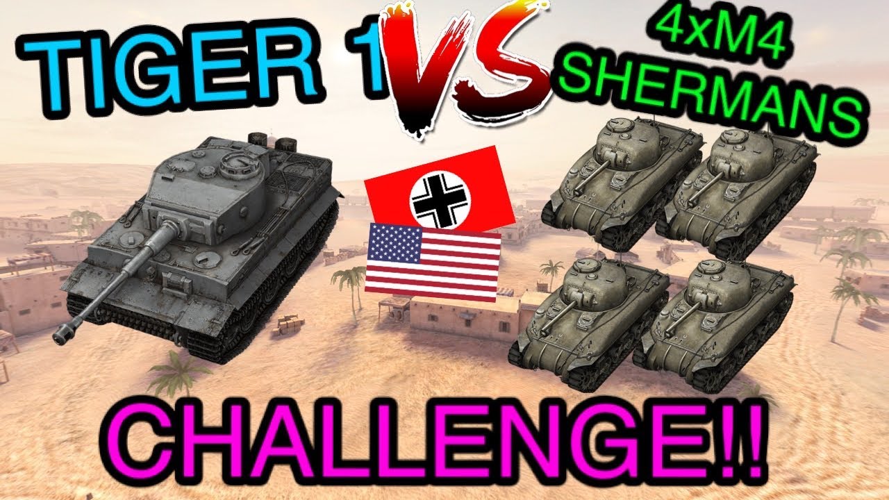TIGER 1 против 4 M4, ЧЕСТЬ!!! - Сможет ли Tiger победить? | WOT BLITZ