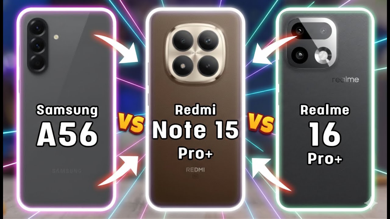 Samsung A56 vs Redmi Note 15 Pro Plus vs Realme 16 Pro Plus