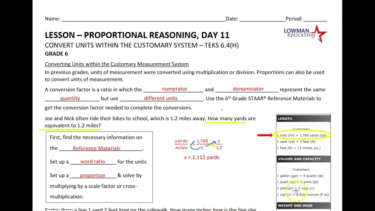 6th U4 Day 11 Convert within the Customary System