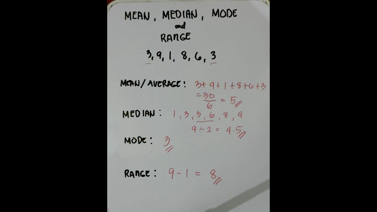 Mean, Median, Mode and Range #maths #mathematics #education #mean #medians #mathstats  #mode #range