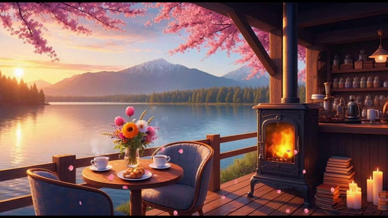 Spring Coffee Shop Ambience 🌸 Happy Morning with Relaxing Jazz Instrumental Music to Study, Work