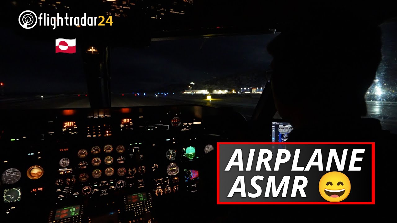 Cockpit night flight to Nuuk | Full Flight Dash 8 ASMR