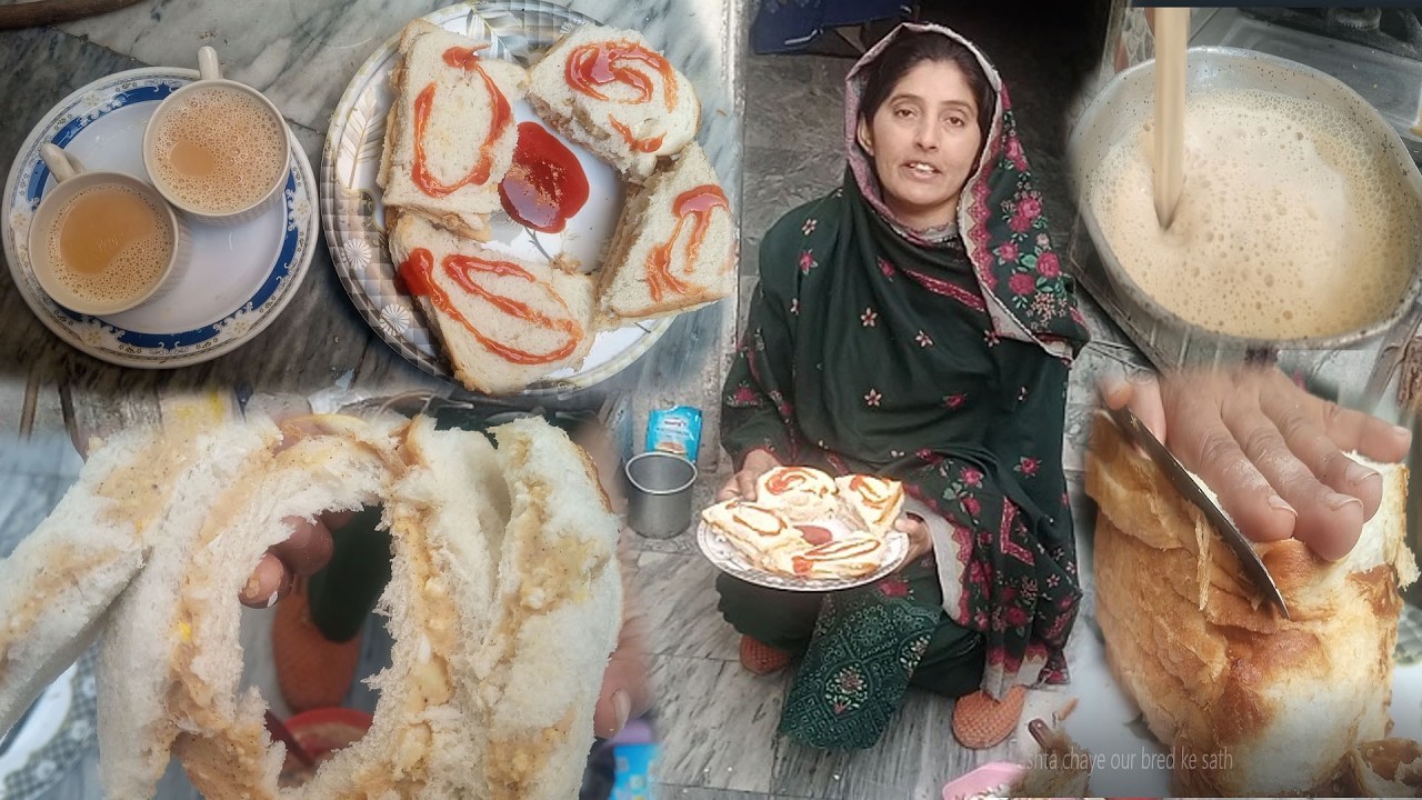 Bache Aaj Holiday Par Hien |Soba Ka Nashta Chai Aur Bread Ke Sath|Bred Resepi Sandwich|Sama Village