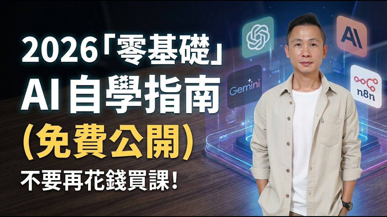 2026 年不花錢學 AI，看這一條就夠了，花了18萬踩雷換來的教訓！2026年「零基礎」AI自學指南 ，(免費公開)別再花冤枉錢買課！
