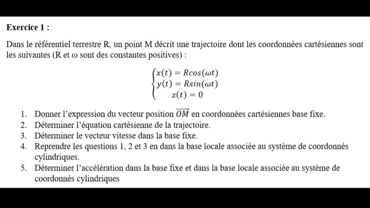 TD cinématique 1: Mouvement circulaire