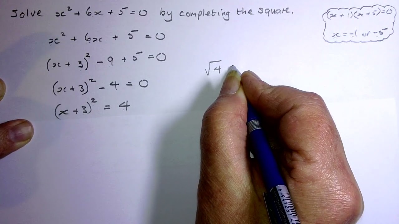 Solving a quadratic equation by completing the square
