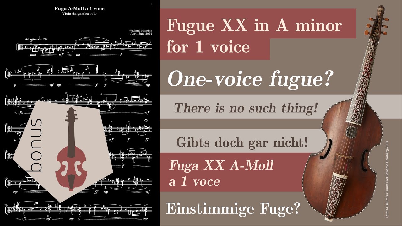 Fugue in A minor for Viola da gamba solo - from Wieland Handke 24 preludes/fugues - work in progress