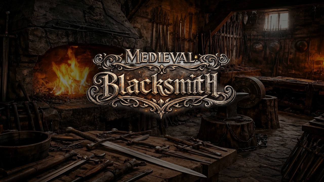 Medieval Blacksmith | Cozy Forge Fire Ambience 🔥 4 Hours of Relaxing for Sleep, Study & Focus