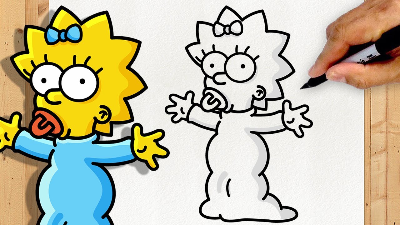 CÓMO DIBUJAR A MAGGIE SIMPSON | Cuerpo completo | Bebe de los simpson | Paso a Paso Simple y Fácil