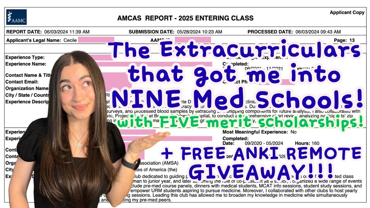 Extracurriculars that got me into 9 Medical Schools (AMCAS Work & Activities Breakdown!) || Cecile S