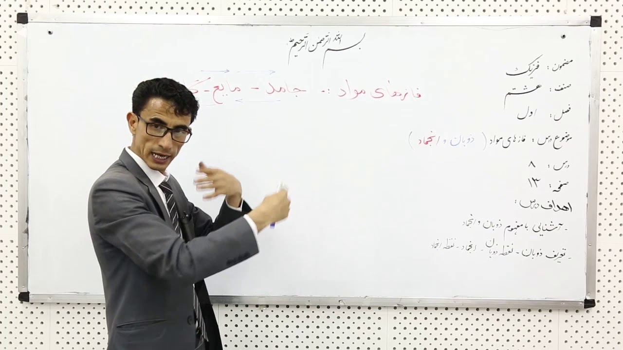 صنف هشتم   مضمون فزیک  درس  8 ذوبان و انجماد