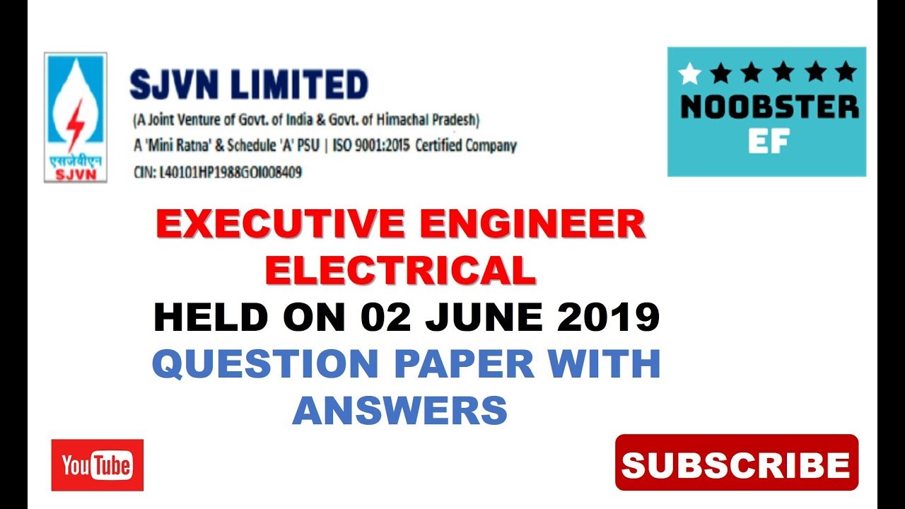 SJVN Executive Engineer-Electrical Question Paper with Answers 02 JUNE 2019