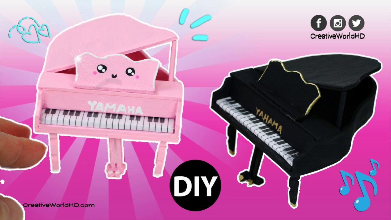 DIY Kawaii Miniature Piano for Doll/Dollhouse Easy(No Polymer Clay or Popsicle Sticks)