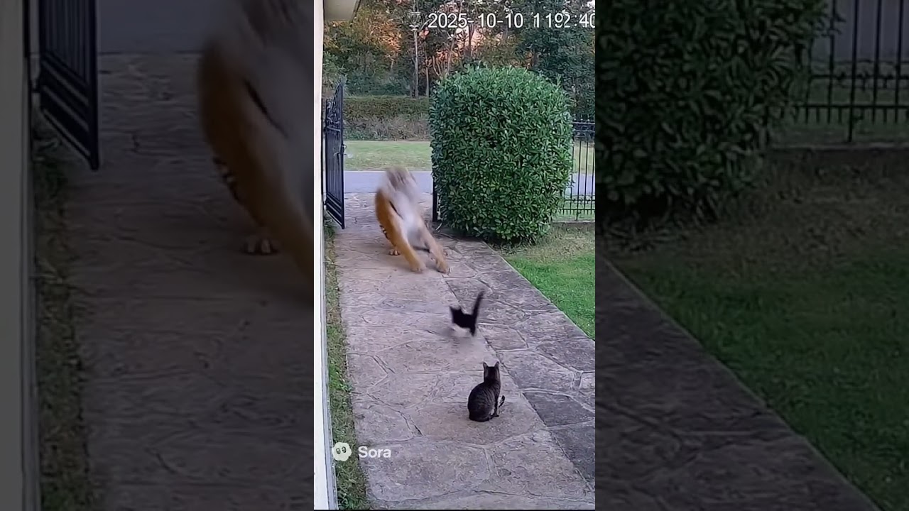 SORA AI Footage | Cat charges at tiger &mdash; and he runs away instantly! 😳🐈🐅