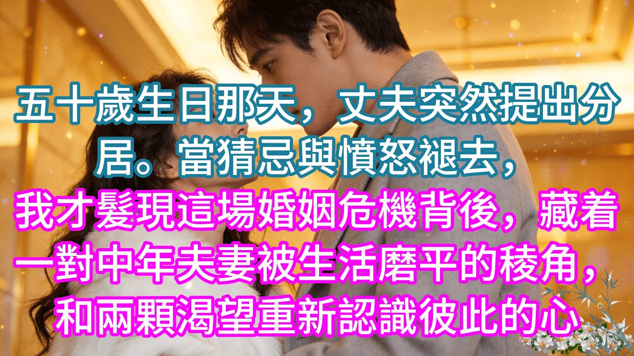 【完結】五十歲生日那天，丈夫突然提出分居。當猜忌與憤怒褪去，我才髮現這場婚姻危機背後，藏着一對中年夫妻被生活磨平的稜角，和兩顆渴望重新認識彼此的心。