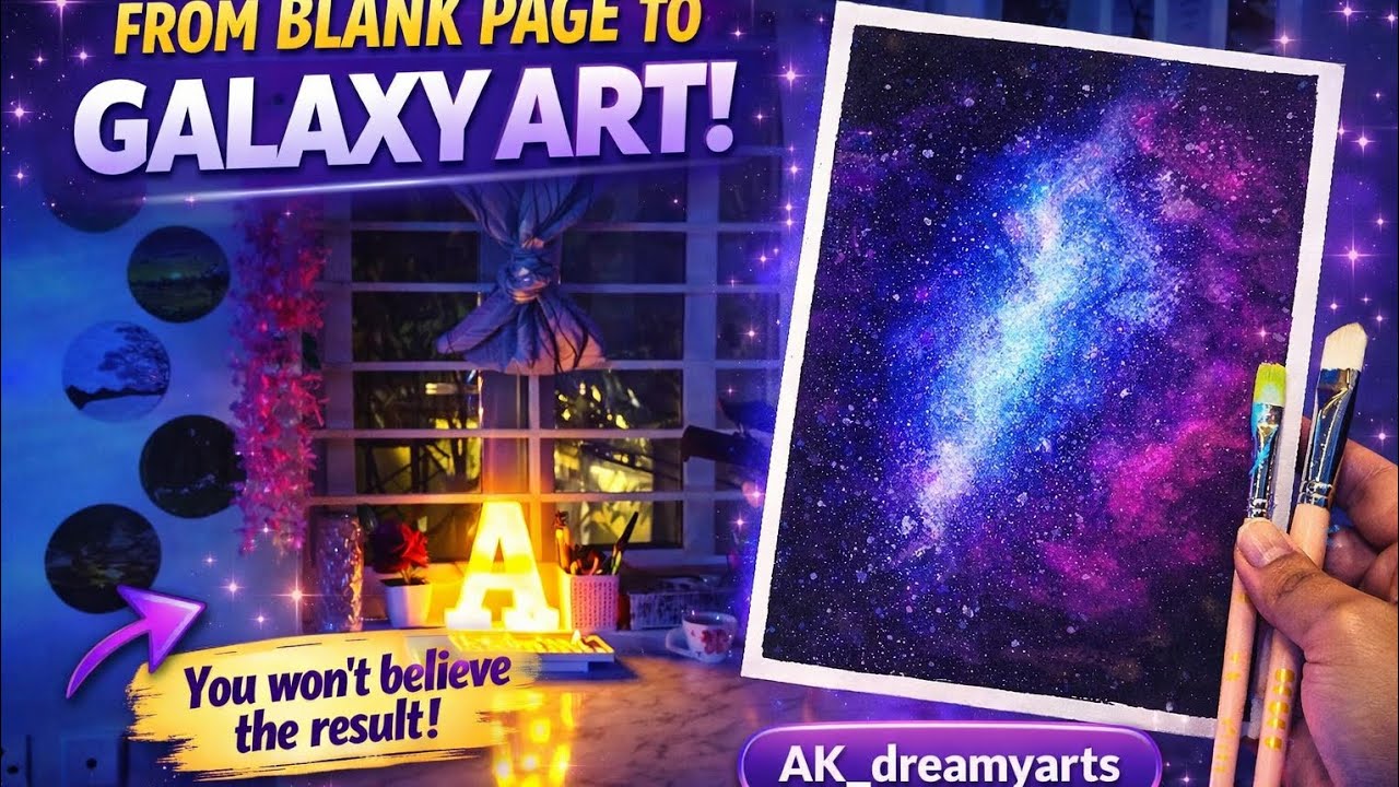 Dreamy galaxy under aesthetic lights🌌#GalaxyPainting #AestheticArt #DreamyArt  #NightSkyPainting 