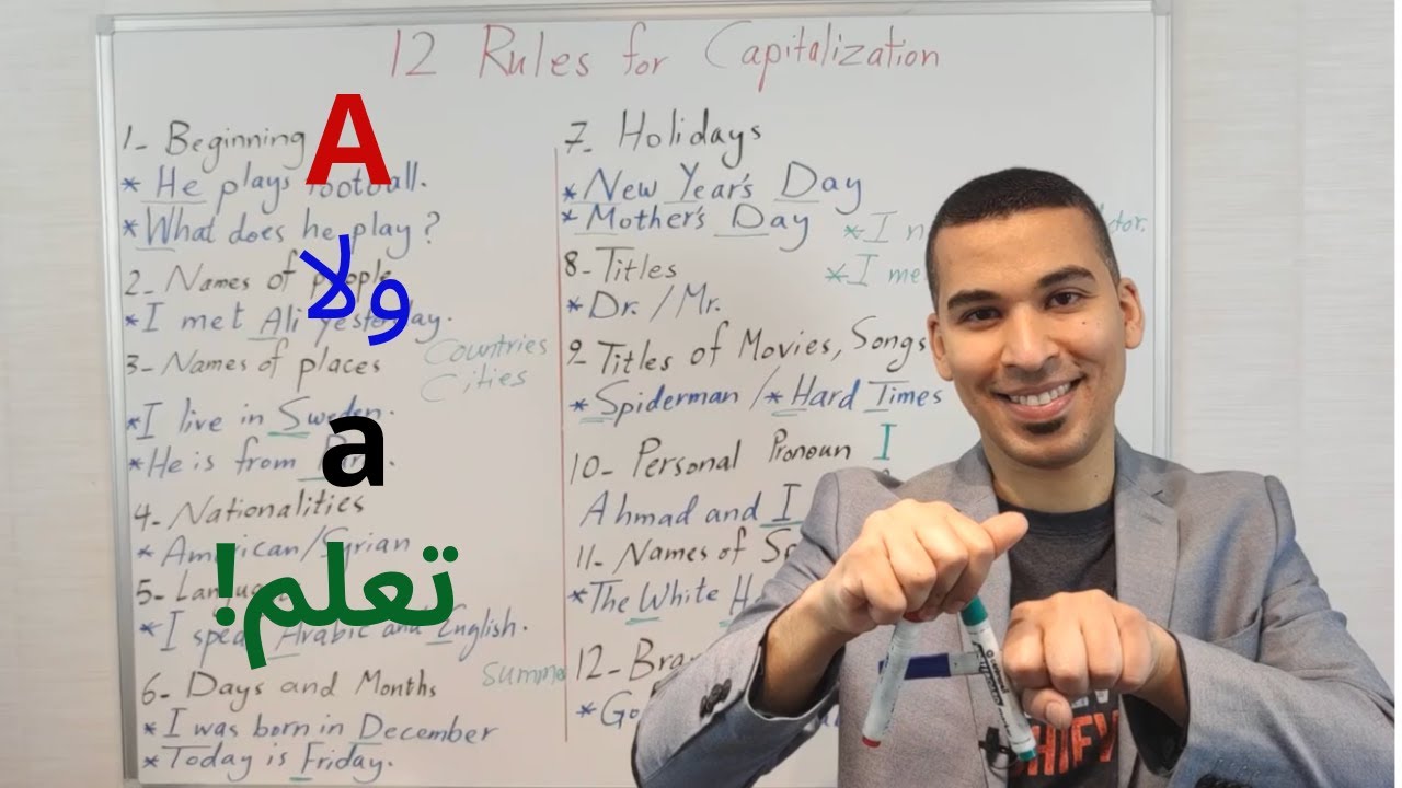 12 Rules for Capitalization | قواعد كتابة الحرف الكبير باللغة الانجليزية #capital letter