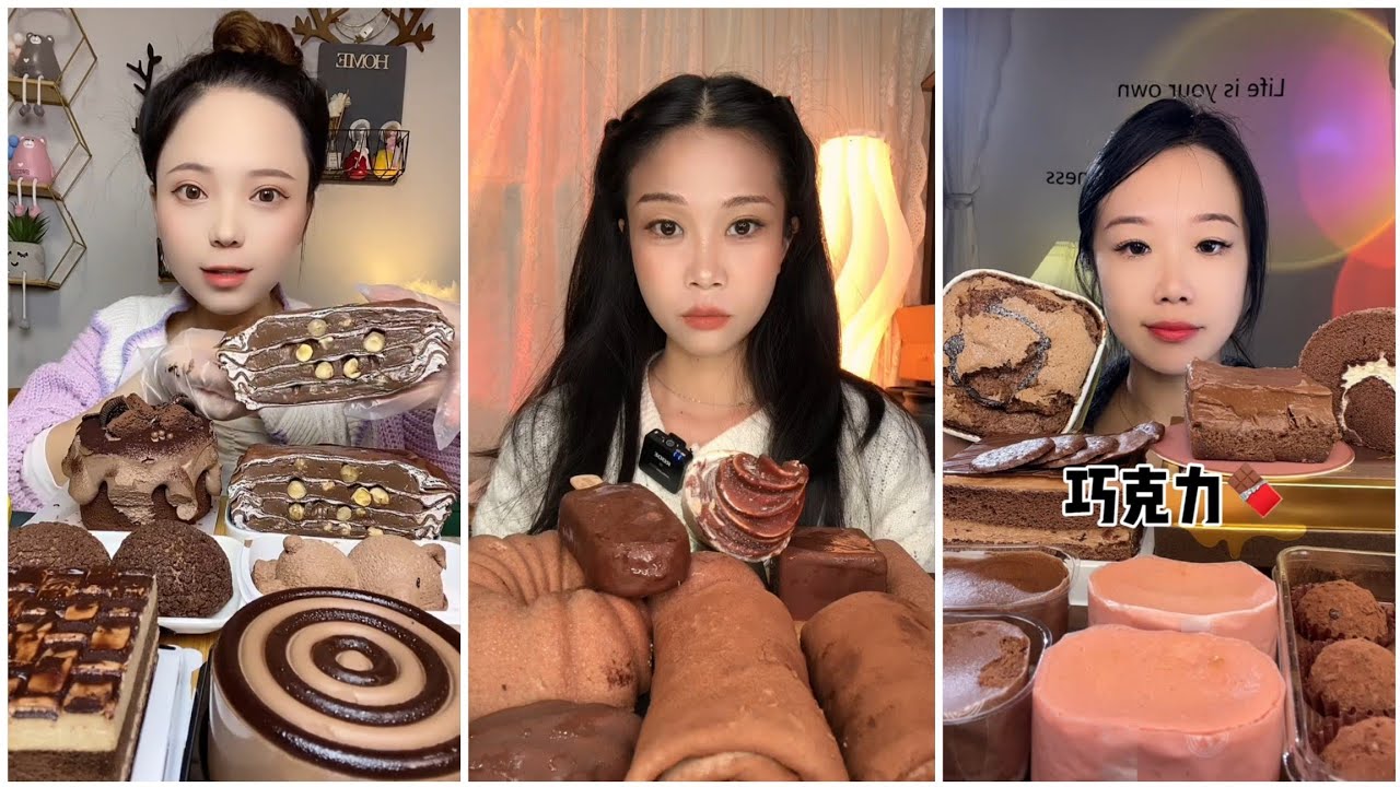 asmr mukbangasmr/kwai dessert mukbang,/mochi eating,creperoll cake chocolate #asmr