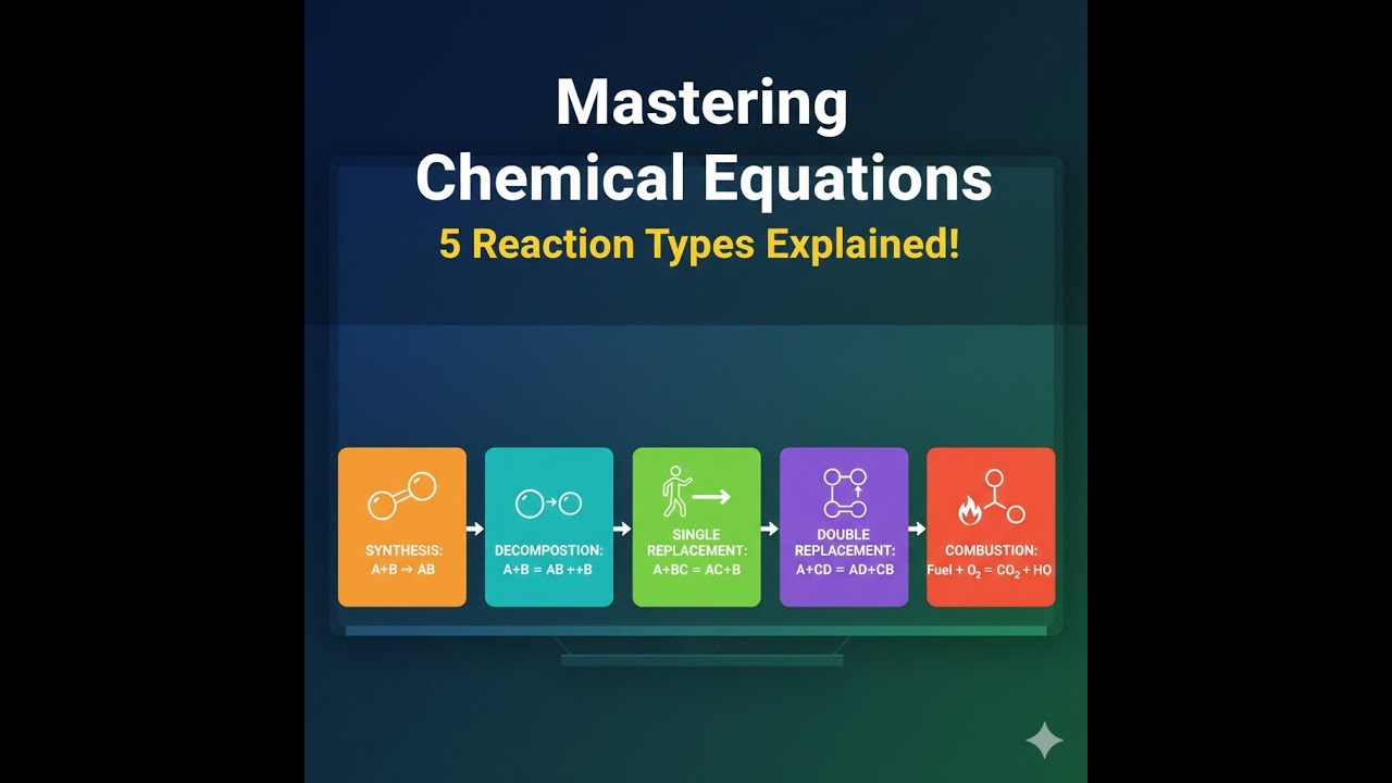 Complete Chemical Equations: Synthesis, Decomposition, Single & Double Replacement, & Combustion
