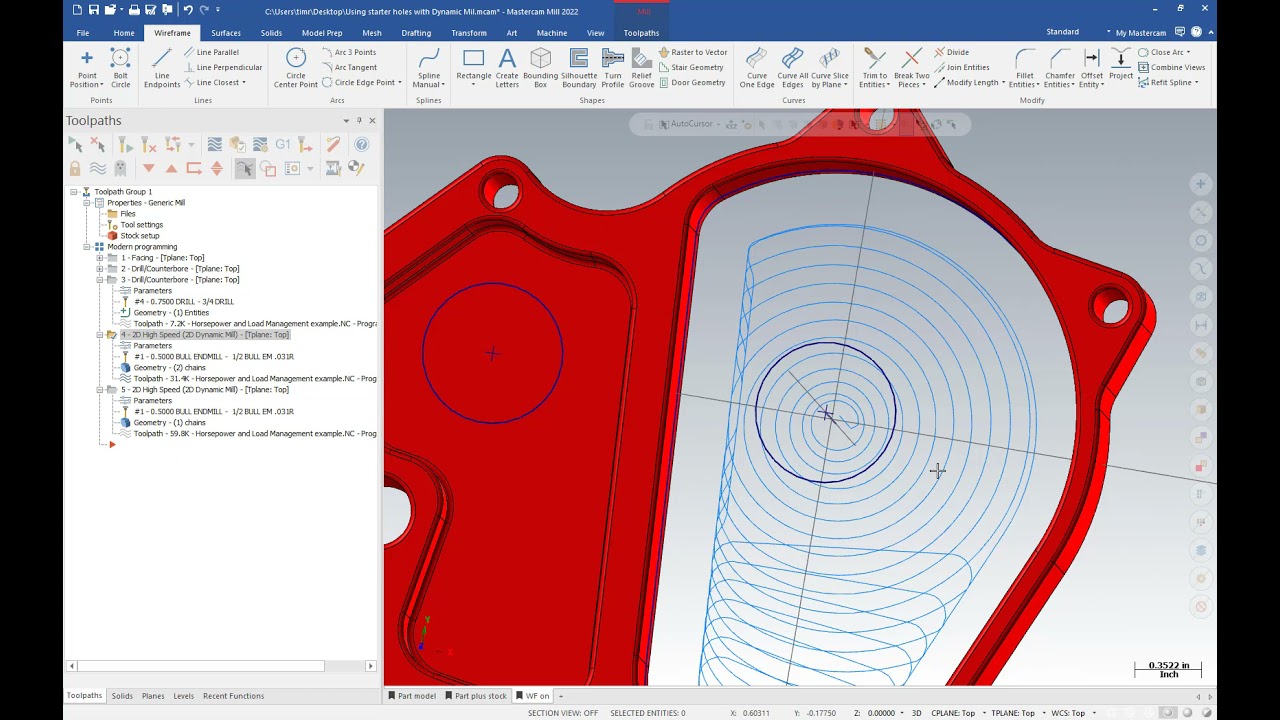 Using Starter Holes with Dynamic Mill | Mastercam 2022 Tech Tip