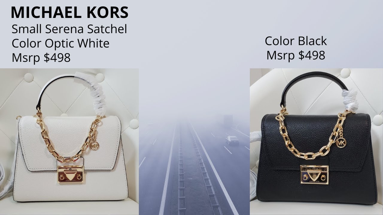 MICHAEL KORS Small Serena Satchel Color Optic white and color Black #unboxing #unwrapping