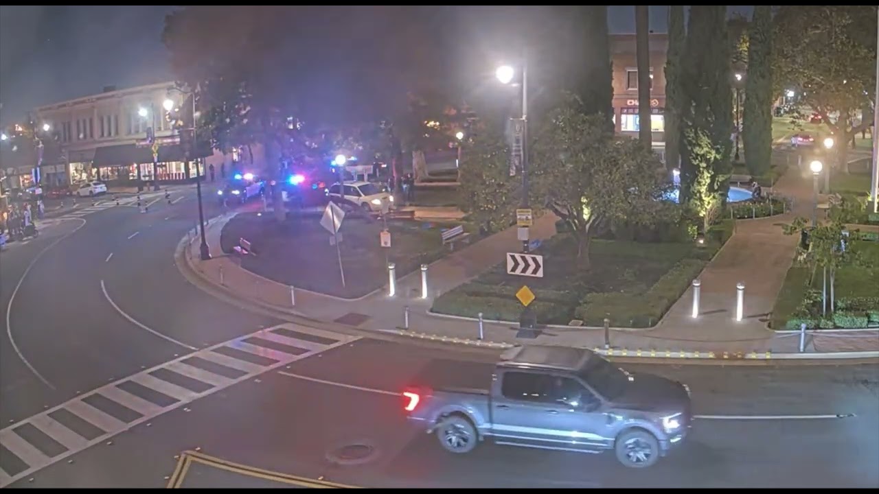 CAR PLOWS INTO ORANGE CIRCLE, AGAIN!