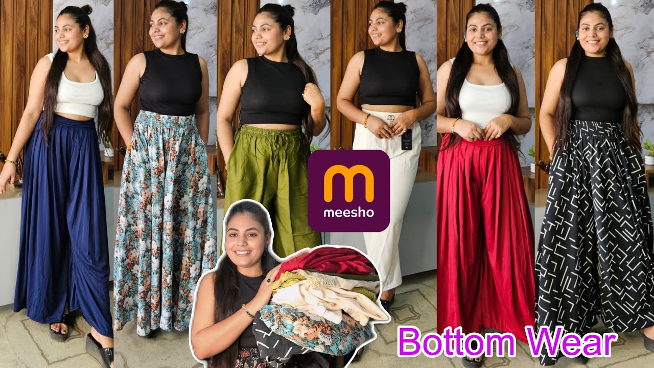 MUST HAVE Meesho Bottom Wear Haul Under ₹369, Floral Print Flared Palazzo, Trousers, Cotton pants 👖