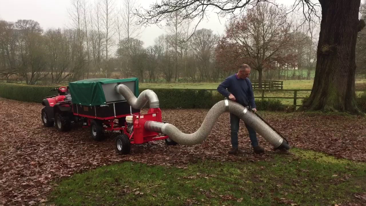 SCH Professional Leaf Suction unit in operation collecting wet leaves.