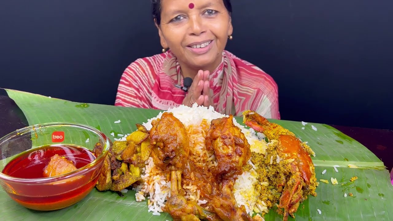 BIGBITES, EATING RICE WITH SPICY CHICKEN CURRY ,GOLDA CHINGRI POSTO BATA।। HUGE RICE ।।