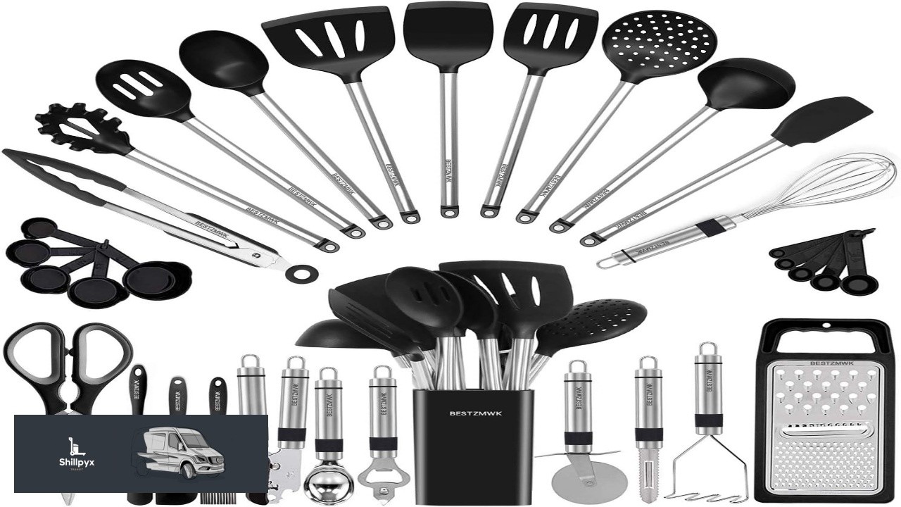 Kitchen Utensil Set Silicone Cooking Utensils 33 Kitchen Gadgets & Spoons for Nonstick