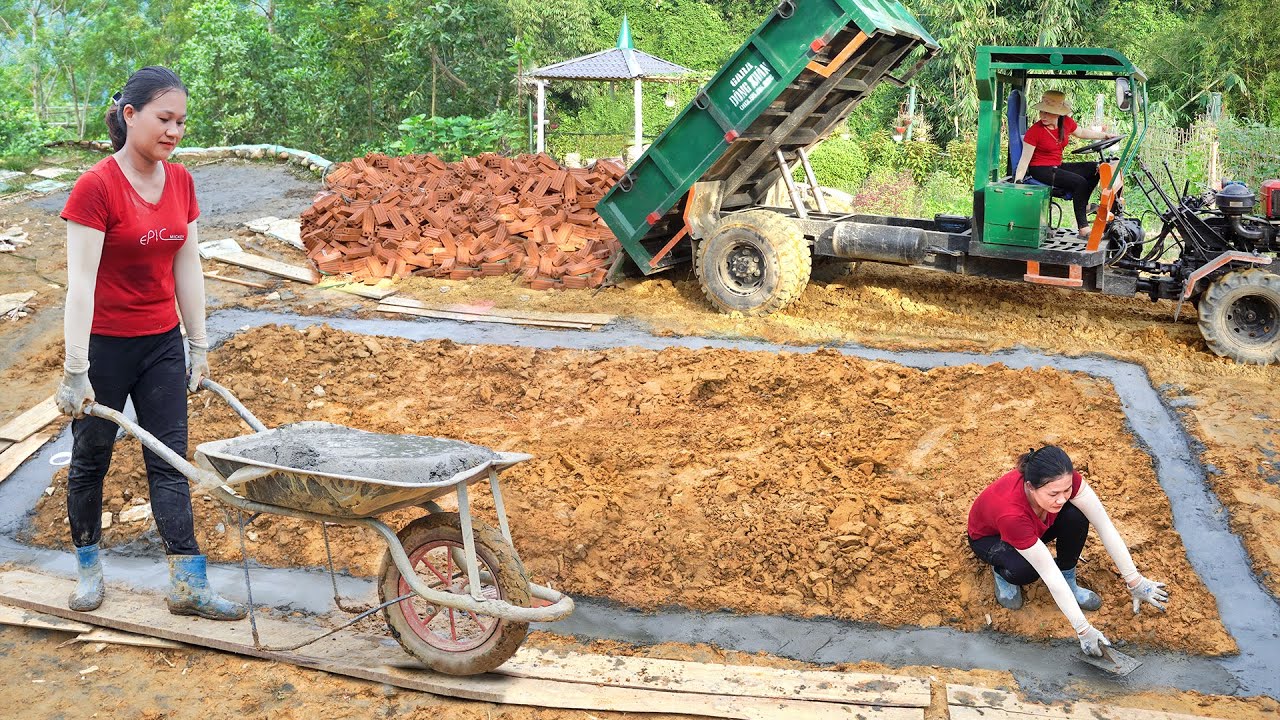 Use Truck of Daily Farm Go To Buy And Transport Construction Materials - Build Foundation New House