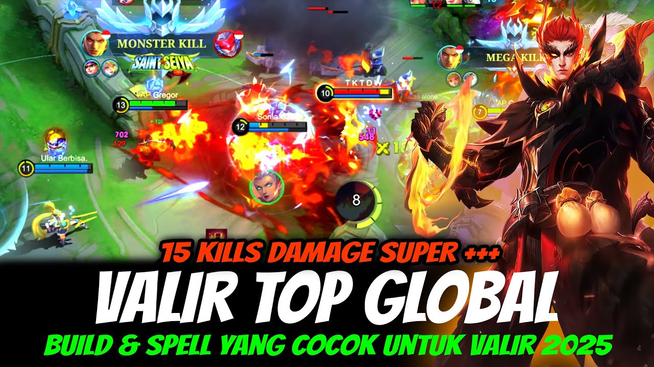 15 KILLS TOP GLOBAL VALIR ❗ DAMAGE SUPER +++ ~MLBB