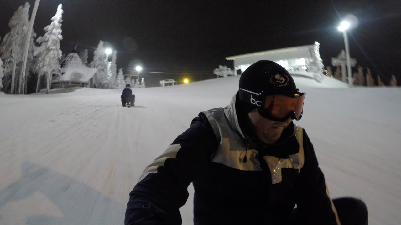 Stiga sleds on ski resort in Ruka, Finland