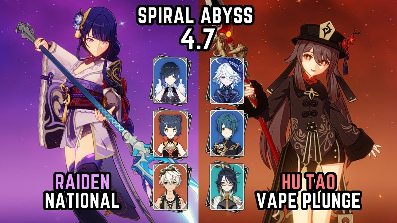 C0 Raiden National & C0 Hu Tao Vape Plunge (F2P) | Spiral Abyss 4.7 Floor 12 | Genshin Impact