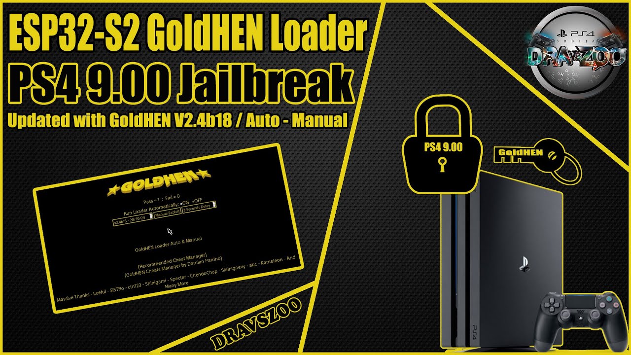 ESP32-S2 GoldHEN Loader Updated with GoldHEN V2.4b18 for PS4 9.00 fw