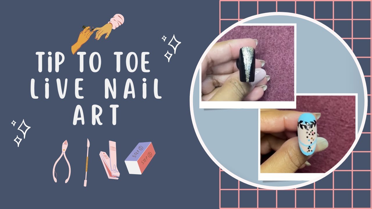 Tip to toe Live Stream | Elegant Golden & Black Nail & Fusion Nail Art Design Tutorial