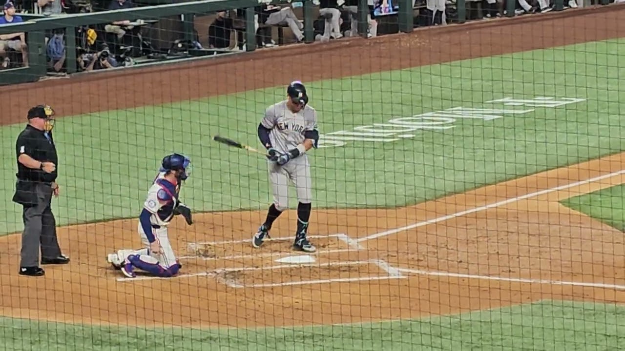 Texas Rangers Jack Leiter vs New York Yankees Aaron Judge 2nd at bat 9/2/24